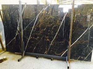 golden black marble slab